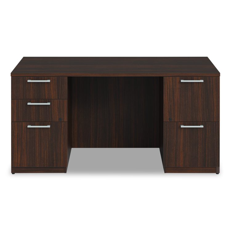 Alera Seville Series Double Pedestal Desk, 60" x 30" x 29", Mahogany