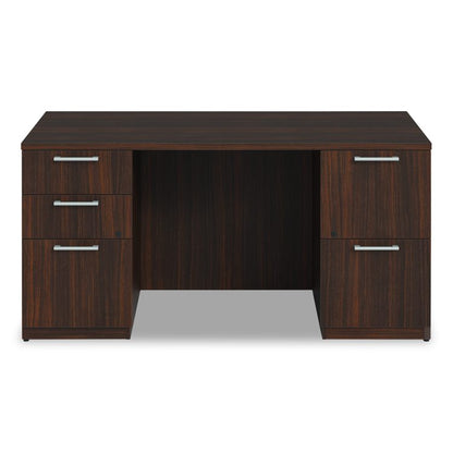 Alera Seville Series Double Pedestal Desk, 60" x 30" x 29", Mahogany