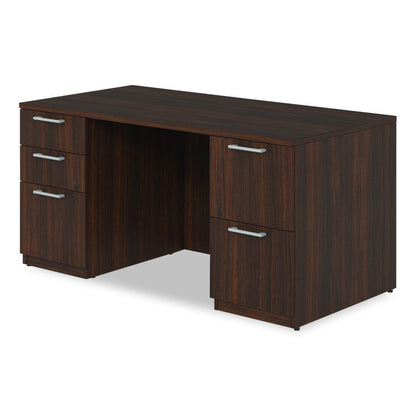 Alera Seville Series Double Pedestal Desk, 60" x 30" x 29", Mahogany
