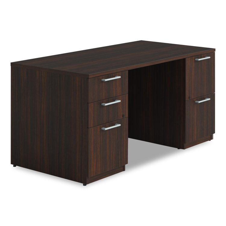 Alera Seville Series Double Pedestal Desk, 60" x 30" x 29", Mahogany