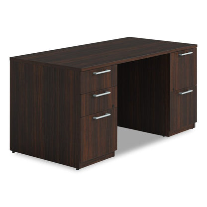 Alera Seville Series Double Pedestal Desk, 60" x 30" x 29", Mahogany