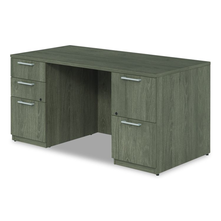 Alera Seville Series Double Pedestal Desk, 60" x 30" x 29", Walnut