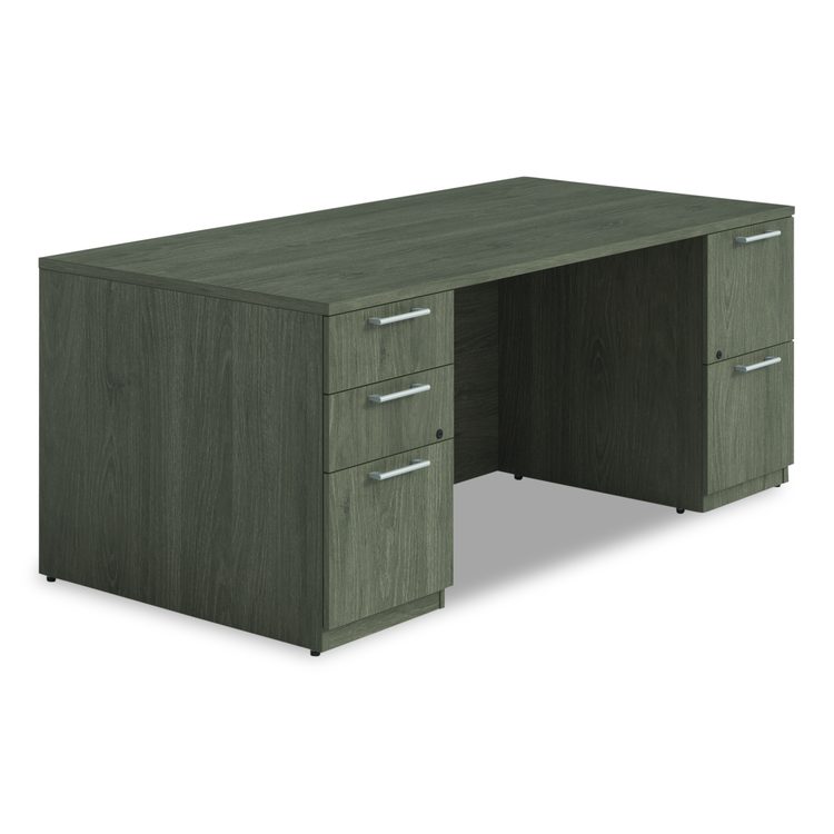 Alera Seville Series Double Pedestal Desk, 72" x 36" x 29", Walnut
