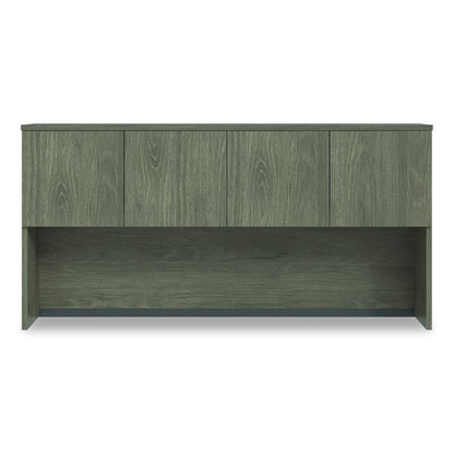 Alera Seville Hutch with Doors, 4 Compartments, 72w x 16d x 36h, Walnut