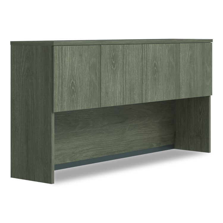 Alera Seville Hutch with Doors, 4 Compartments, 72w x 16d x 36h, Walnut