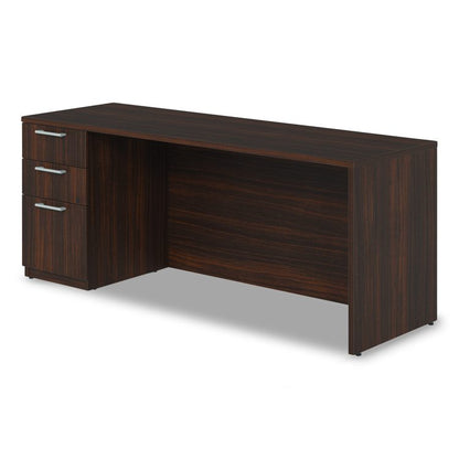 Alera Seville Series Credenza with Pedestal, Left Pedestal, 72w x 24d x 29h, Mahogany