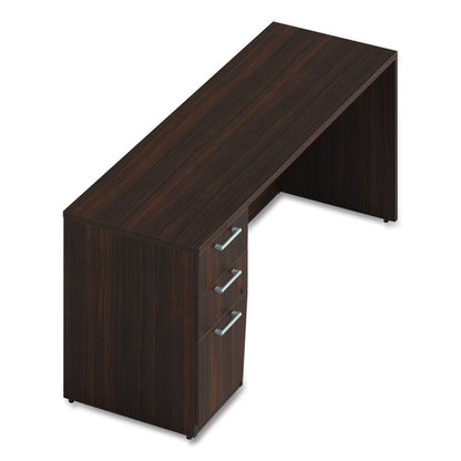 Alera Seville Series Credenza with Pedestal, Left Pedestal, 72w x 24d x 29h, Mahogany