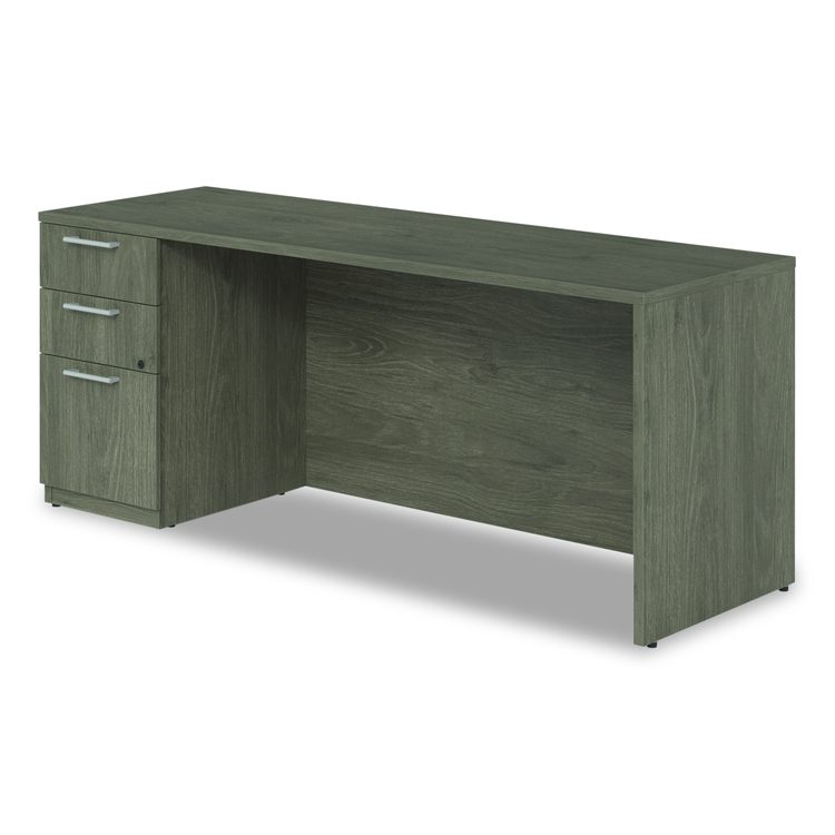 Alera Seville Series Credenza with Pedestal, Left Pedestal, 72w x 24d x 29h, Walnut