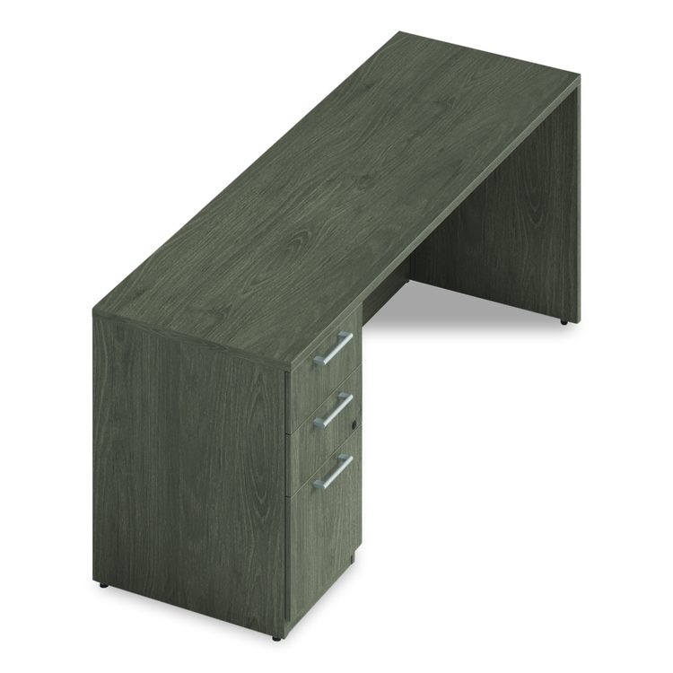 Alera Seville Series Credenza with Pedestal, Left Pedestal, 72w x 24d x 29h, Walnut