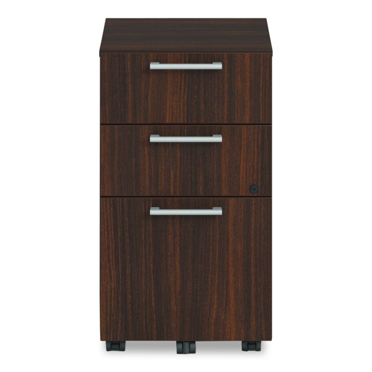 Alera Seville Series Mobile Pedestal, Left/Right, 3-Drawer: Box/Box/File, Legal, Mahogany, 15" x 18" x 27"