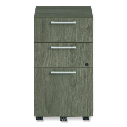 Alera Seville Series Mobile Pedestal, Left/Right, 3-Drawer: Box/Box/File, Legal, Walnut, 15" x 18" x 27"