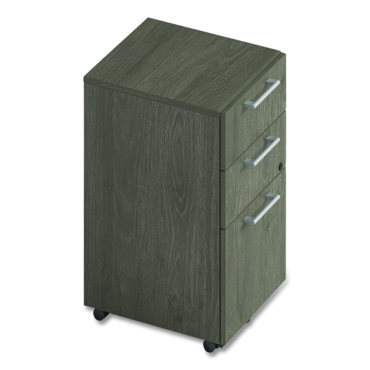 Alera Seville Series Mobile Pedestal, Left/Right, 3-Drawer: Box/Box/File, Legal, Walnut, 15" x 18" x 27"