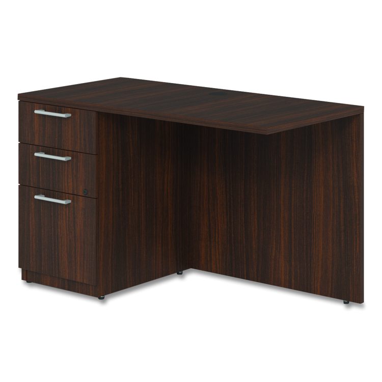 Alera Seville Series Desk Return with Pedestal, Left, 48" x 24" x 29", Mahogany