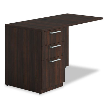 Alera Seville Series Desk Return with Pedestal, Left, 48" x 24" x 29", Mahogany