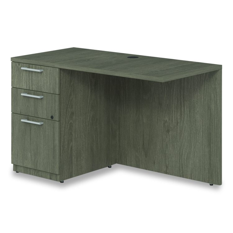 Alera Seville Series Desk Return with Pedestal, Left, 48" x 24" x 29", Walnut