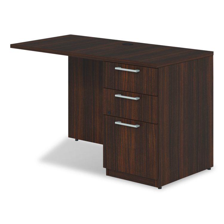 Alera Seville Series Desk Return with Pedestal, Right, 48" x 24" x 29", Mahogany