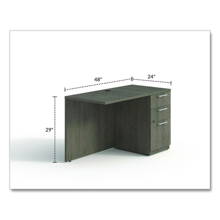 Alera Seville Series Desk Return with Pedestal, Right, 48" x 24" x 29", Walnut