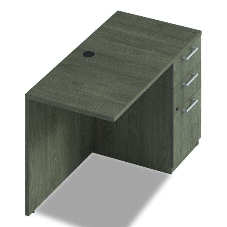 Alera Seville Series Desk Return with Pedestal, Right, 48" x 24" x 29", Walnut