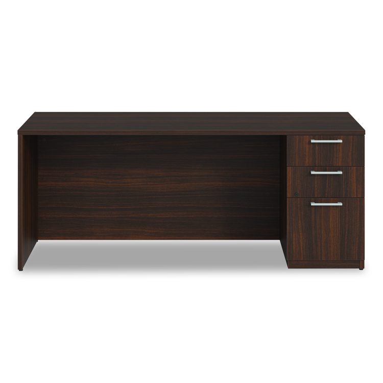 Alera Seville Series Credenza with Pedestal, Right Pedestal, 72w x 24d x 29h, Mahogany