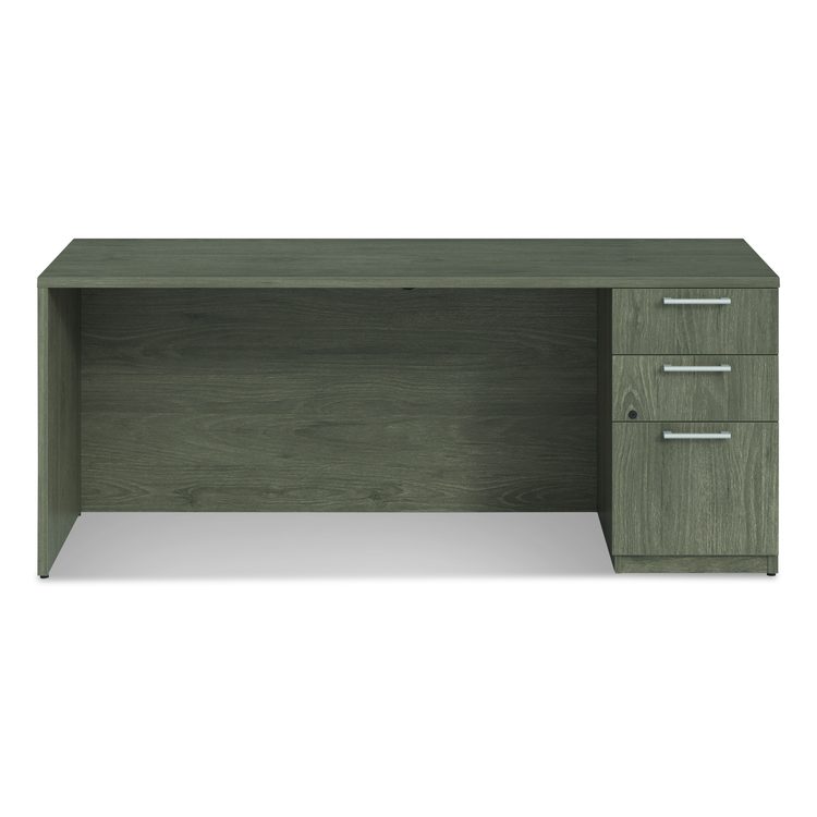 Alera Seville Series Credenza with Pedestal, Right Pedestal, 72w x 24d x 29h, Walnut