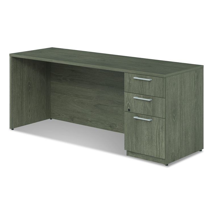 Alera Seville Series Credenza with Pedestal, Right Pedestal, 72w x 24d x 29h, Walnut