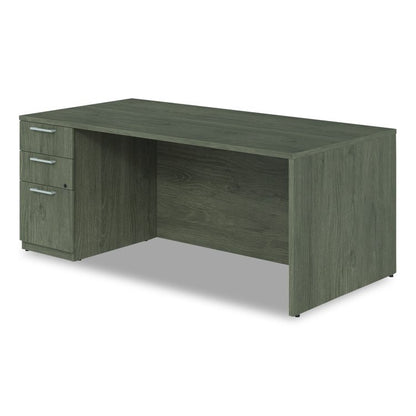 Alera Seville Series Single Pedestal Desk, Left Pedestal, 72" x 36" x 29", Walnut