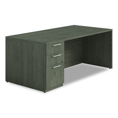 Alera Seville Series Single Pedestal Desk, Left Pedestal, 72" x 36" x 29", Walnut