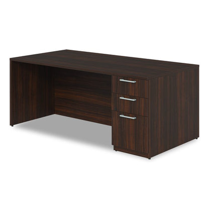 Alera Seville Series Single Pedestal Desk, Right Pedestal, 72" x 36" x 29", Mahogany
