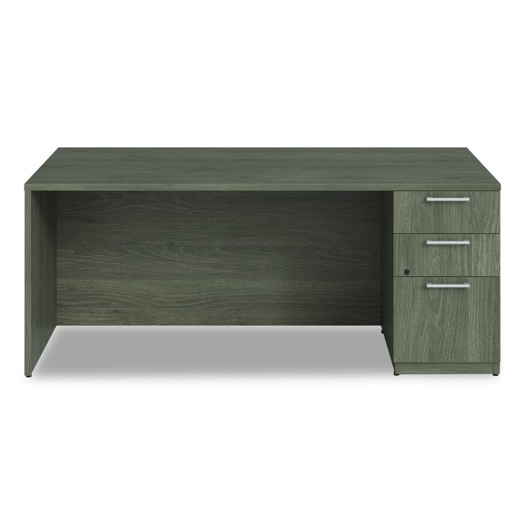 Alera Seville Series Single Pedestal Desk, Right Pedestal, 72" x 36" x 29", Walnut
