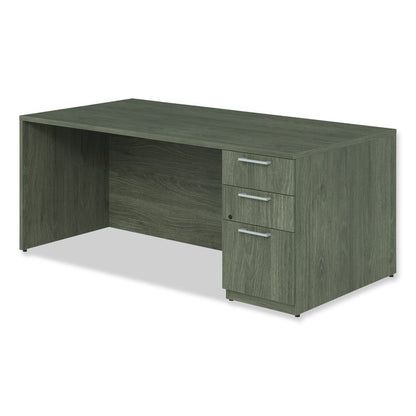 Alera Seville Series Single Pedestal Desk, Right Pedestal, 72" x 36" x 29", Walnut
