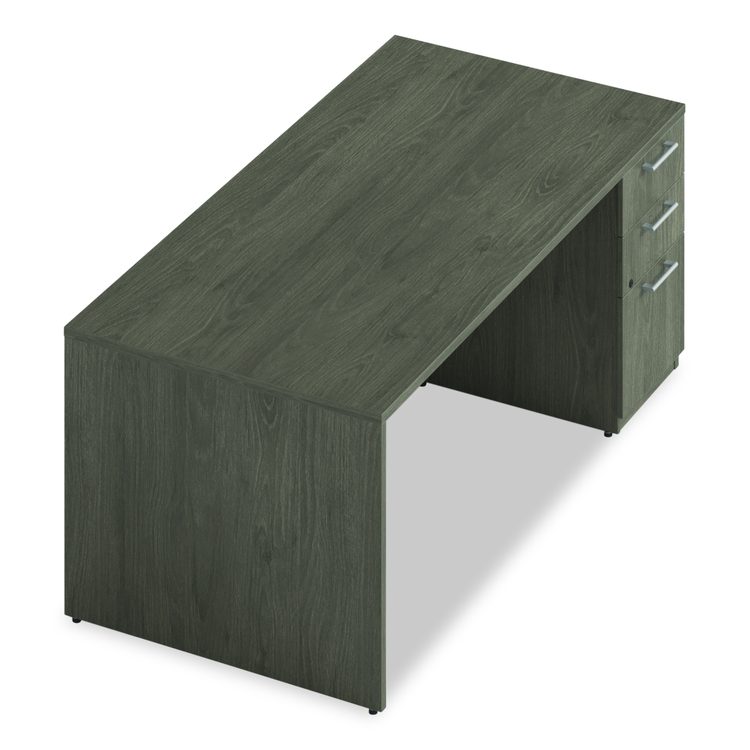 Alera Seville Series Single Pedestal Desk, Right Pedestal, 72" x 36" x 29", Walnut