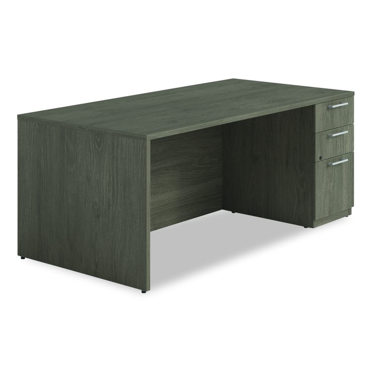 Alera Seville Series Single Pedestal Desk, Right Pedestal, 72" x 36" x 29", Walnut