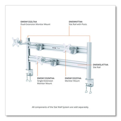 Slat Rail for Slat Wall System for 32" TVs, 3.39w x 1.8d x 41h, Silver, Supports 33 lb