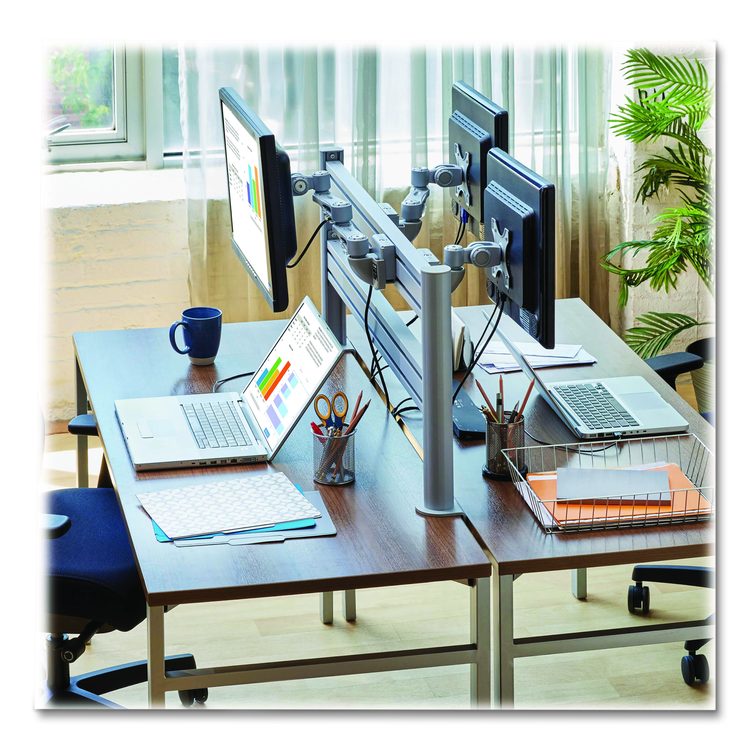 Slat Rail for Slat Wall System for 32" TVs, 3.39w x 1.8d x 41h, Silver, Supports 33 lb