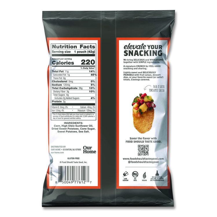 Tortilla Chips, Sweet Potato with Sea Salt, 1.5 oz., 24/Carton