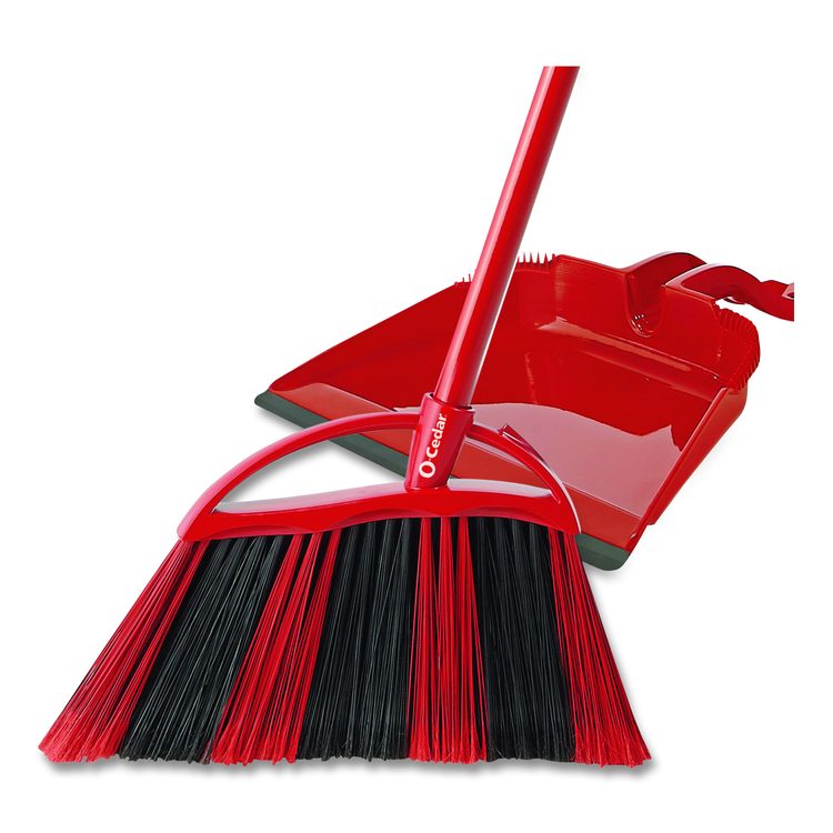One Sweep LG Broom with Dustpan, 57" Length, Red/Black/Gray