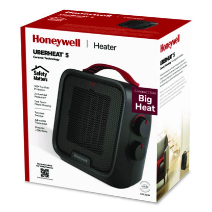 UberHeat 5 Ceramic Heater, 1,500 W, 4.5 x 4.5 x 8.86, Black