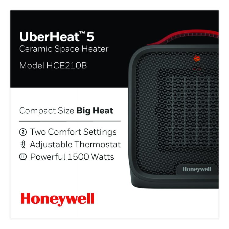 UberHeat 5 Ceramic Heater, 1,500 W, 4.5 x 4.5 x 8.86, Black