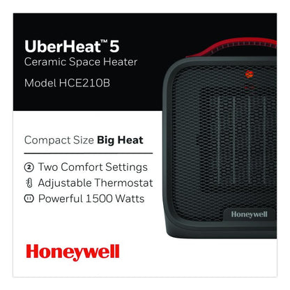 UberHeat 5 Ceramic Heater, 1,500 W, 4.5 x 4.5 x 8.86, Black