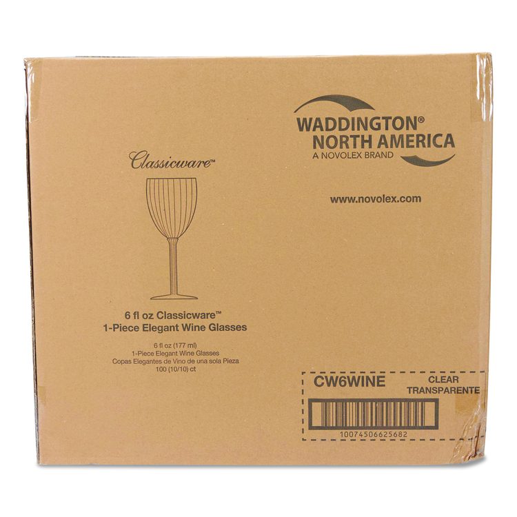 Classicware One-Piece Stemware, 6 oz, Plastic, Clear, 100/Carton