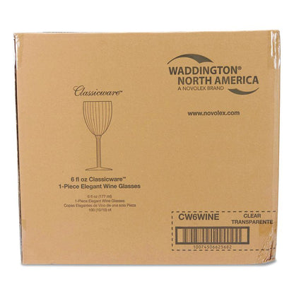 Classicware One-Piece Stemware, 6 oz, Plastic, Clear, 100/Carton