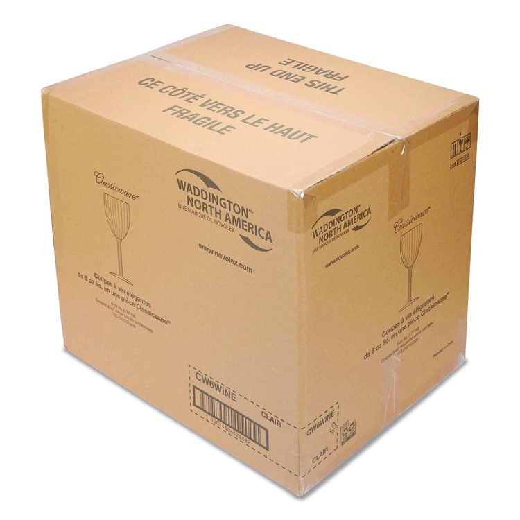 Classicware One-Piece Stemware, 6 oz, Plastic, Clear, 100/Carton