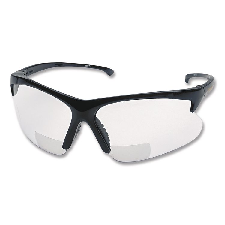 V60 30-06* Safety Reader Eyewear, 1.5+ Diopter, Black Half Frame, Clear Dual Lens