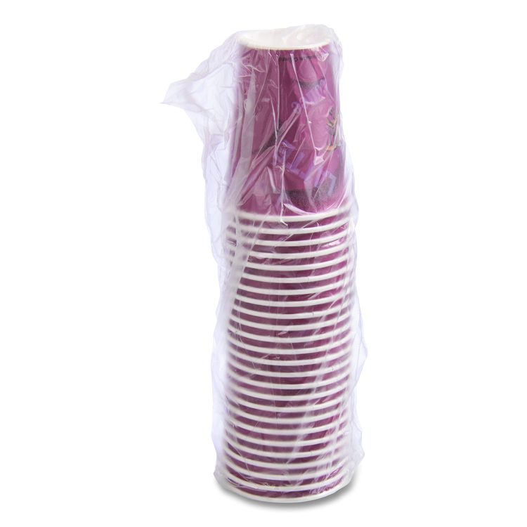 Paper Hot Drink Cups in Bistro Design, 12 oz, Maroon, 300/Carton