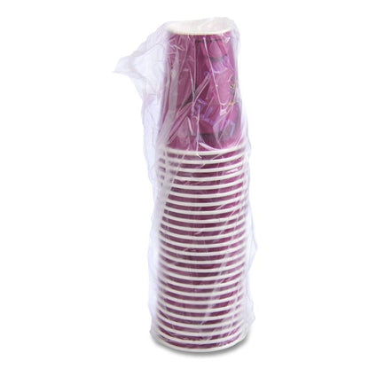 Paper Hot Drink Cups in Bistro Design, 12 oz, Maroon, 300/Carton