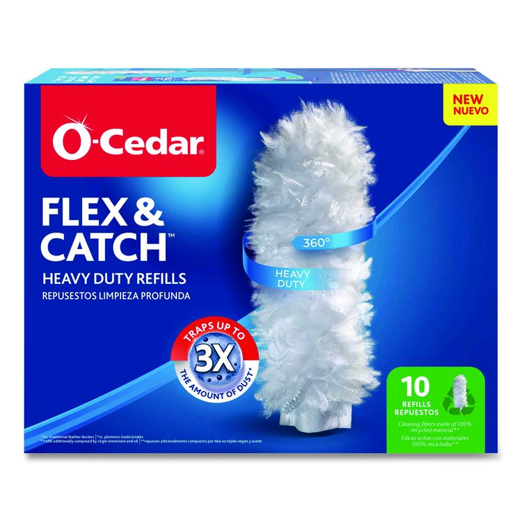 Flex and Catch Duster Heavy-Duty Refills, Polyester, White, 10/Pack