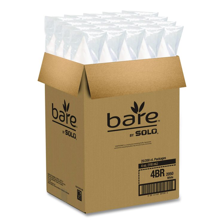 Cone Water Cups, ProPlanet Seal, 4 oz, Paper, White, 200/Bag, 25 Bags/Carton