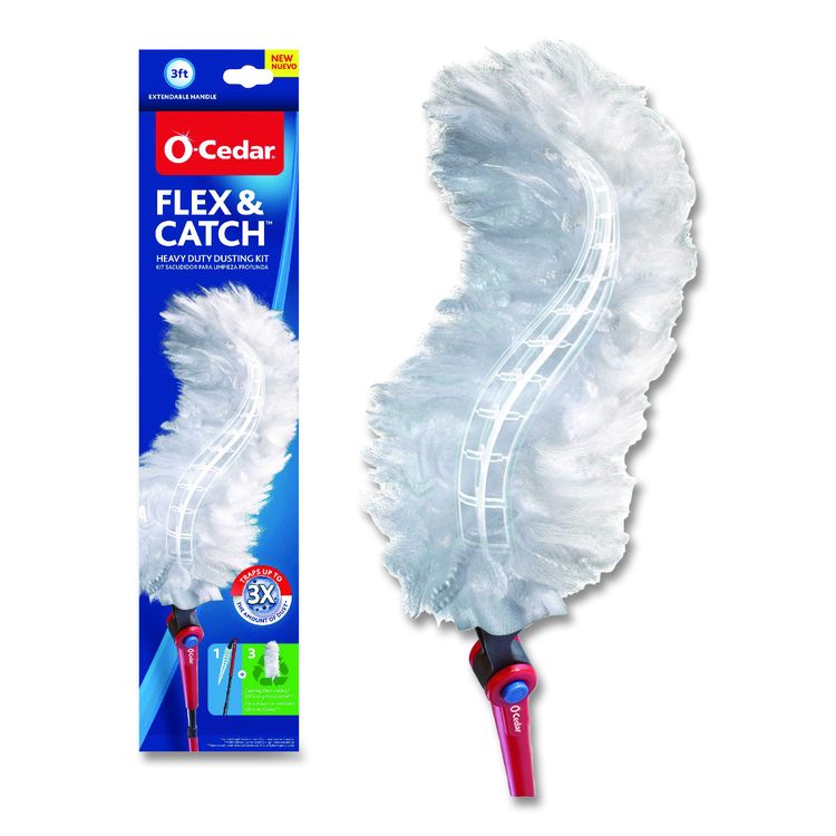 Flex and Catch Heavy-Duty Dusting Kit, 1 Duster Wand and 3 Refills, 6/Carton