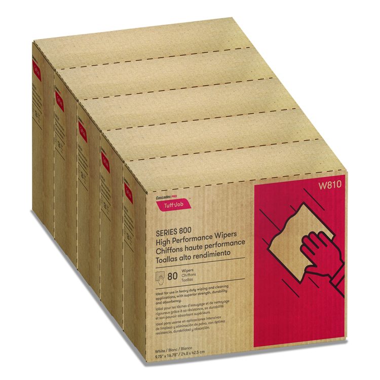 Tuff-Job Spunlace Towels, 1-Ply, 9.75 x 16.75, White, 80 Sheets/Box, 5 Boxes/Carton