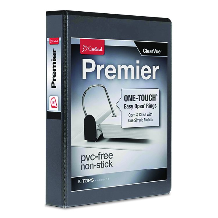 Premier Easy Open ClearVue Locking Slant-D Ring Binder, 3 Rings, 1.5" Capacity, 11 x 8.5, Black